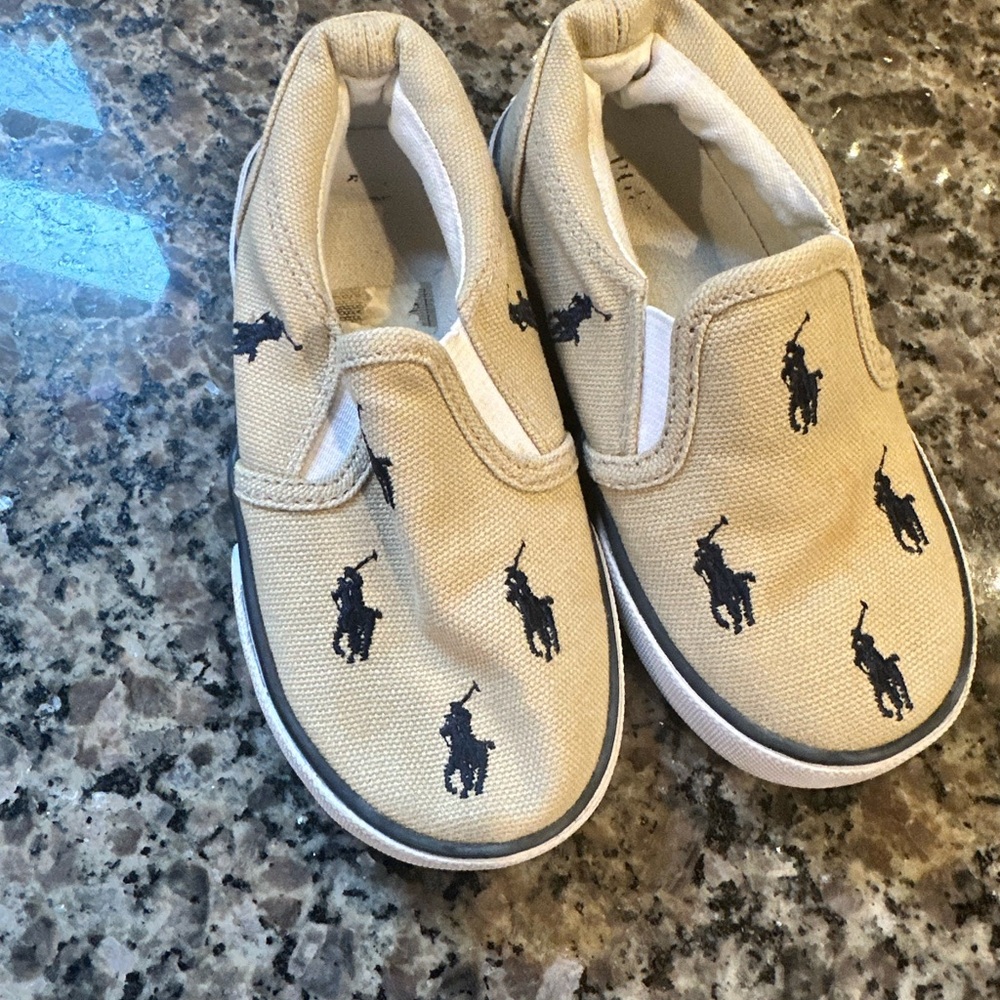 Polo by Ralph Lauren Tan and Black Sneakers Slip-On
